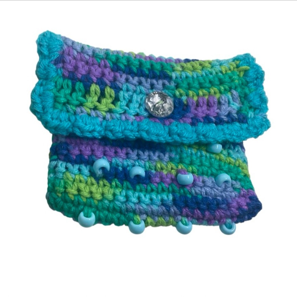 Handmade Crochet Colorful Coin Mini Wallet Pony Bead Purse